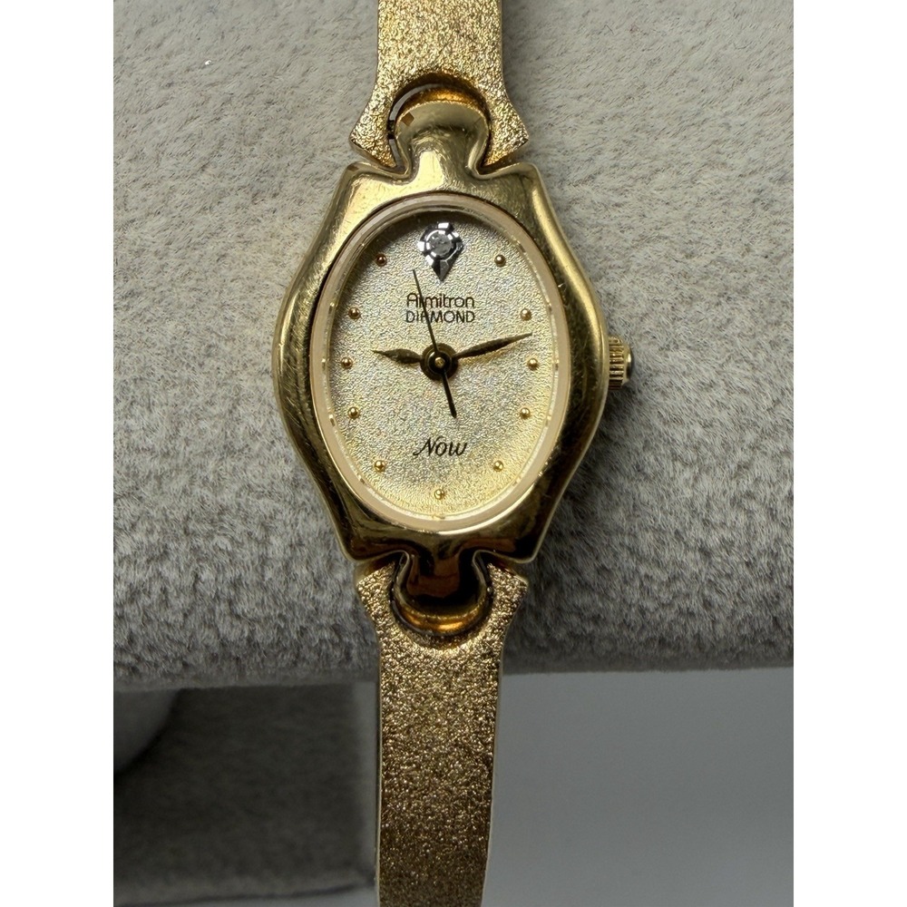Armitron Diamond Now 75/2238S New Battery Ladies Watch 17MM 6.75" Gold Tone